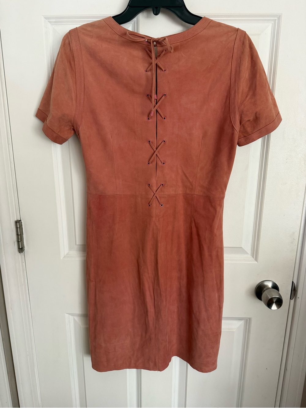 J. Crew Collection Lace-up Back Suede Dress Pink Sz 4 - Picture 7 of 14
